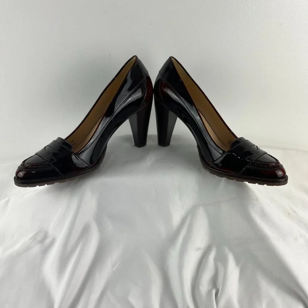 Cole Haan Nike Air Brown Patent Leather Penny Loafer High Heels - Picture 6 of 6